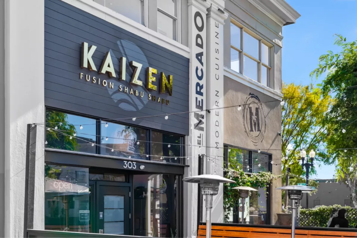 Exterior of the Kaizen restaurant in Downtown Santa Ana