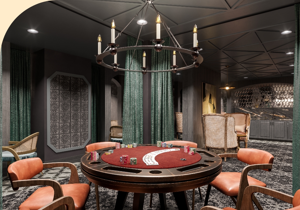 Rafferty speakeasy with game tables